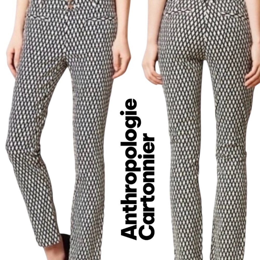 Anthropologie Black and White Patterned Slim Pants
